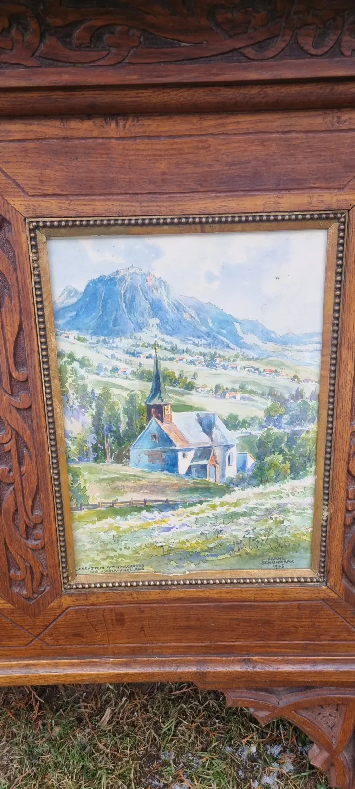 3x akwarela w dębowej ramie około 130x90 cm