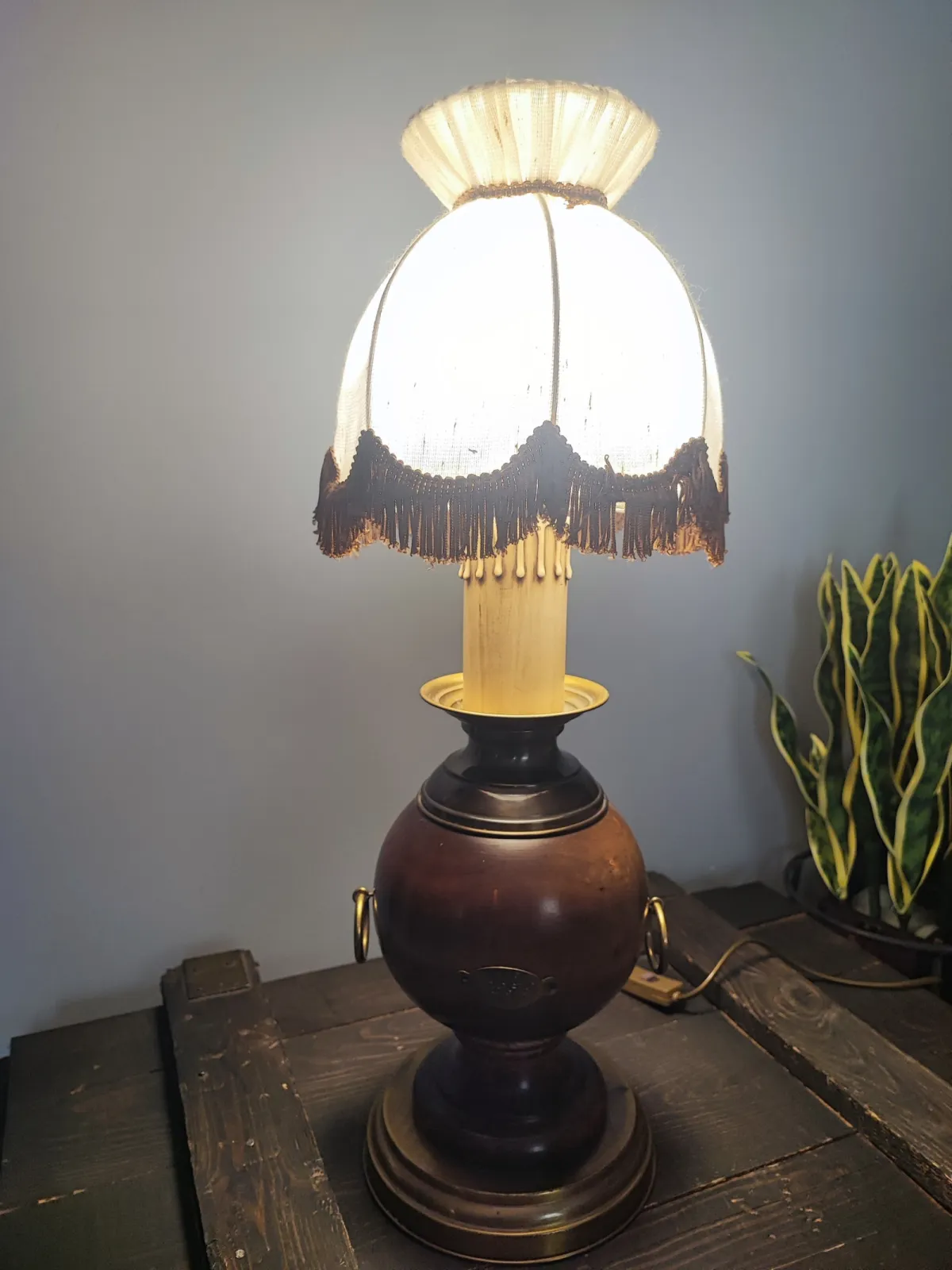 Lampa stołowa drewno Massive Unikat