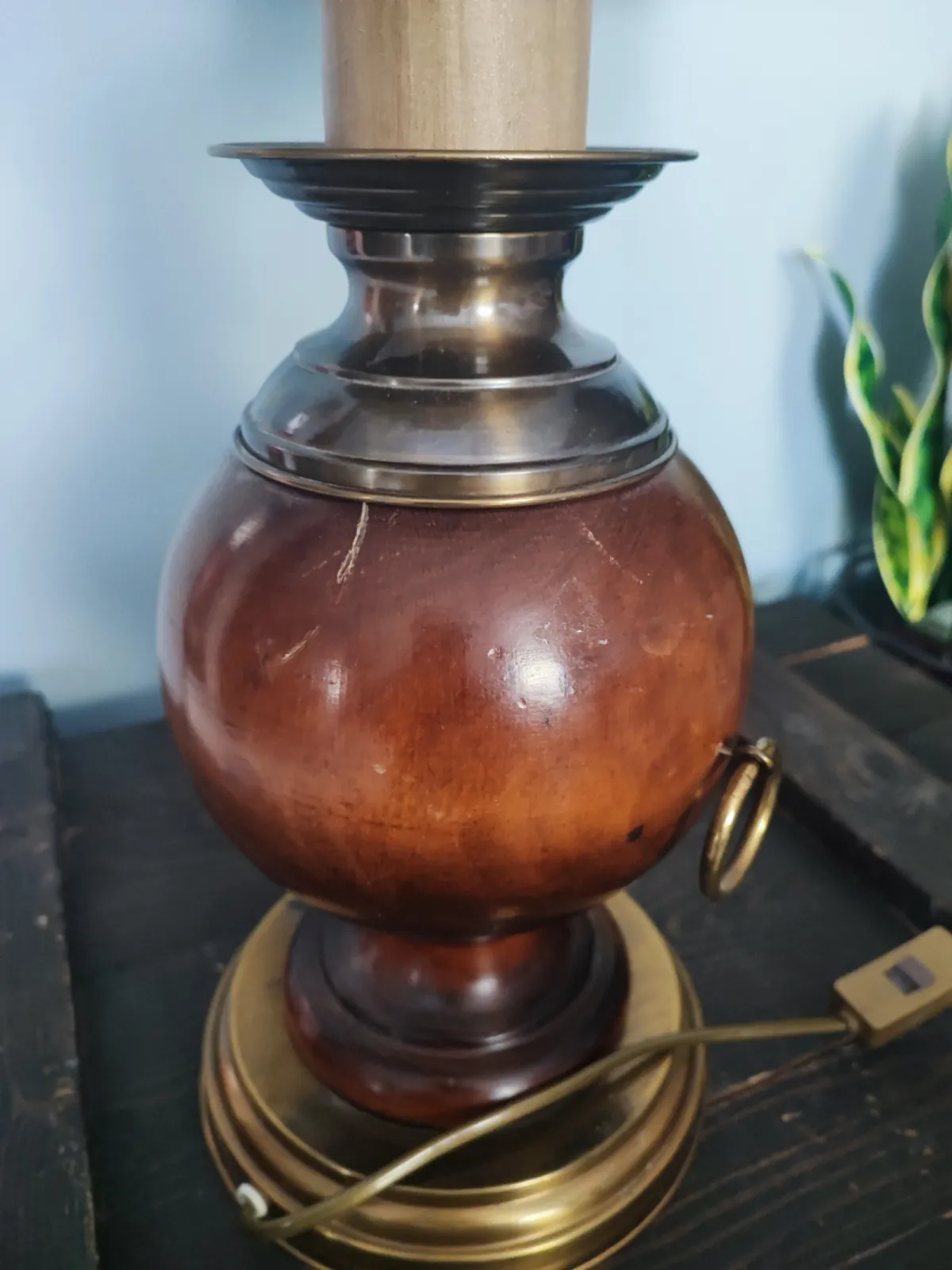 Lampa stołowa drewno Massive Unikat