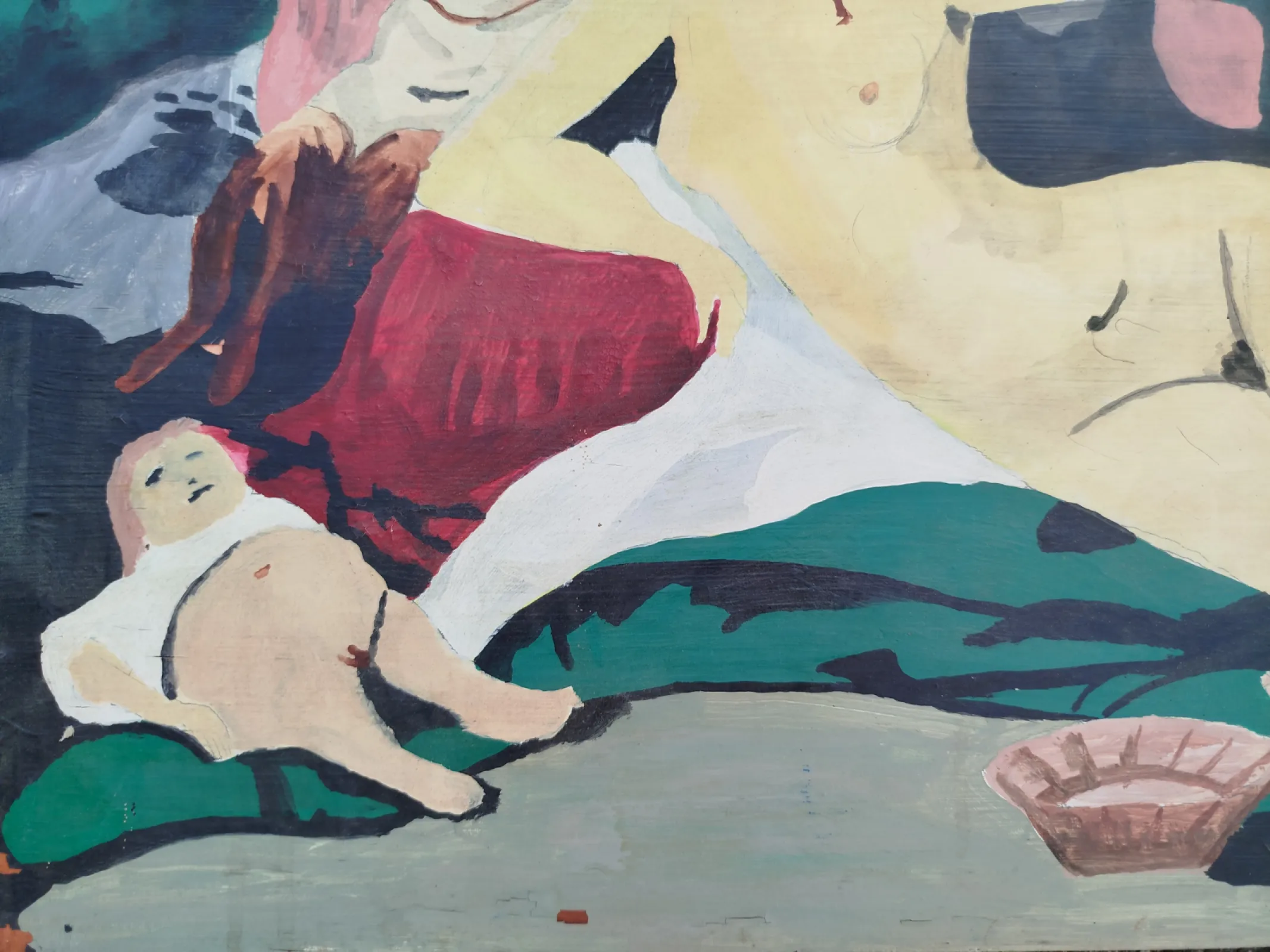 Obraz duży vintage Czechy łata 1970-80: Starożytne Bachanalia
