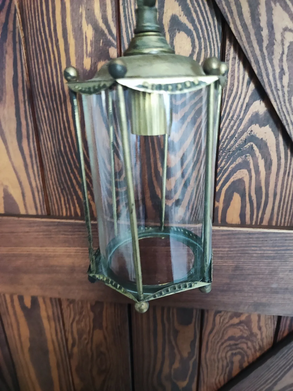 Lampa wisząca latarenka mosiądz
