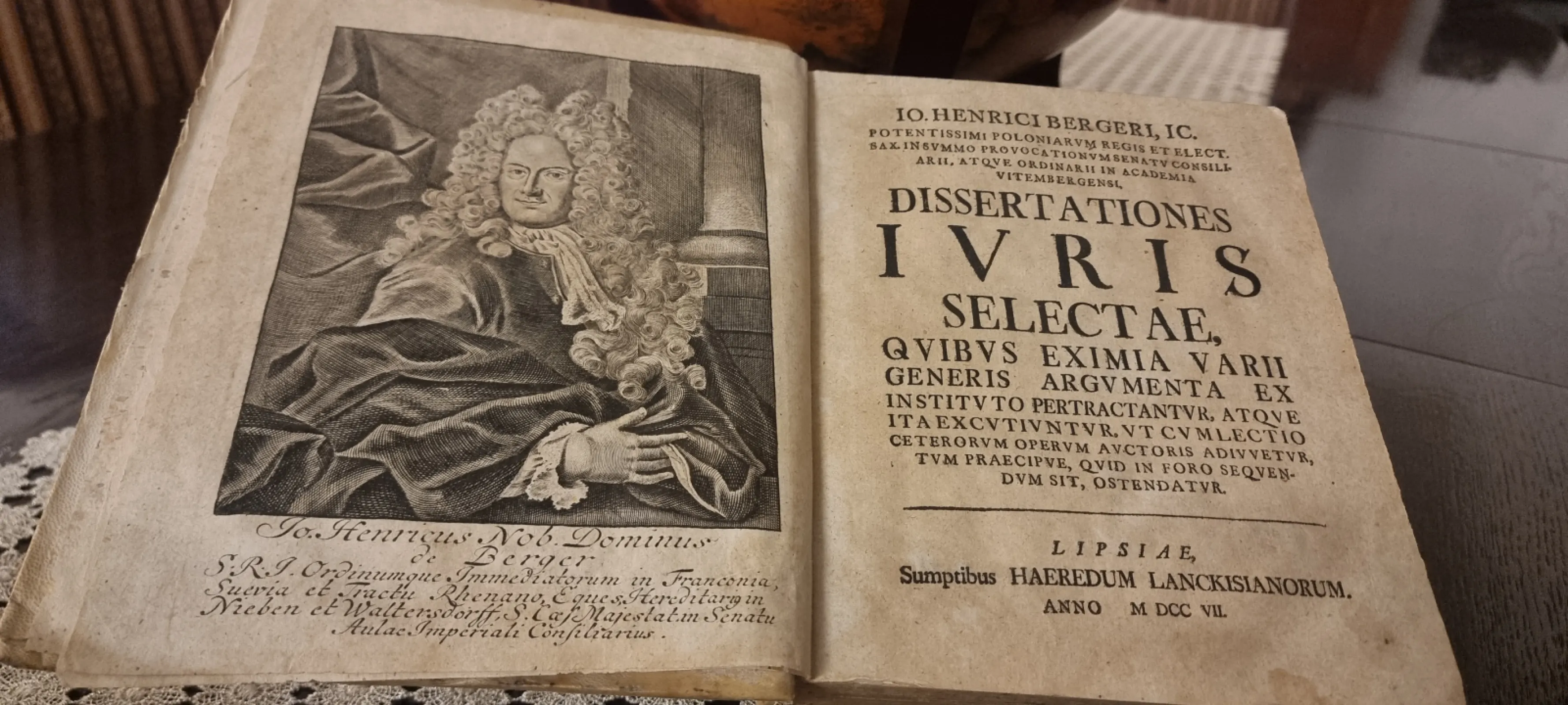 Rzadkie dzieło prawnicze – 1707 r. Jo. Henrici Bergeri, IC. – "Dissertationes Juris Selectae