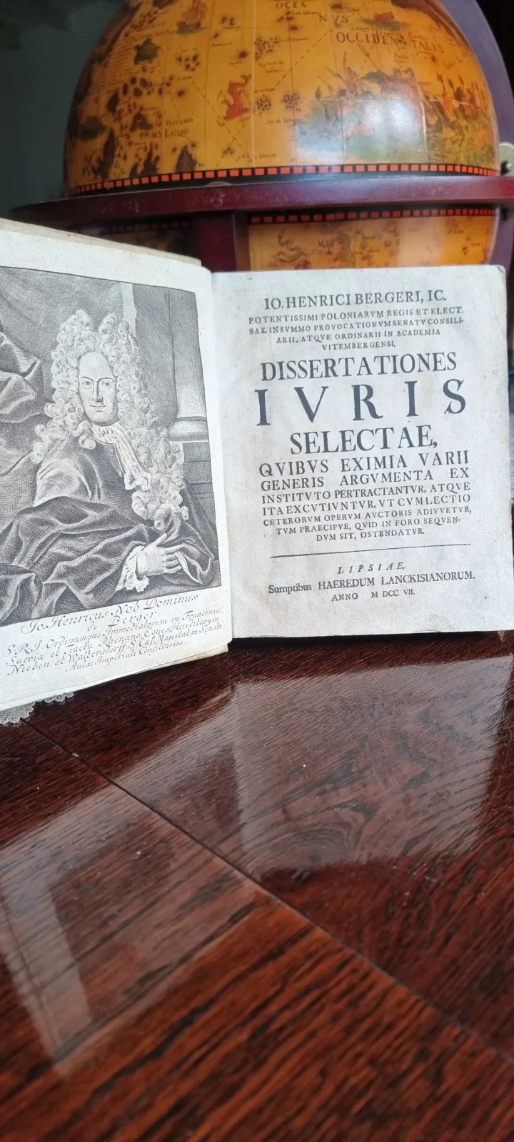 Rzadkie dzieło prawnicze – 1707 r. Jo. Henrici Bergeri, IC. – "Dissertationes Juris Selectae