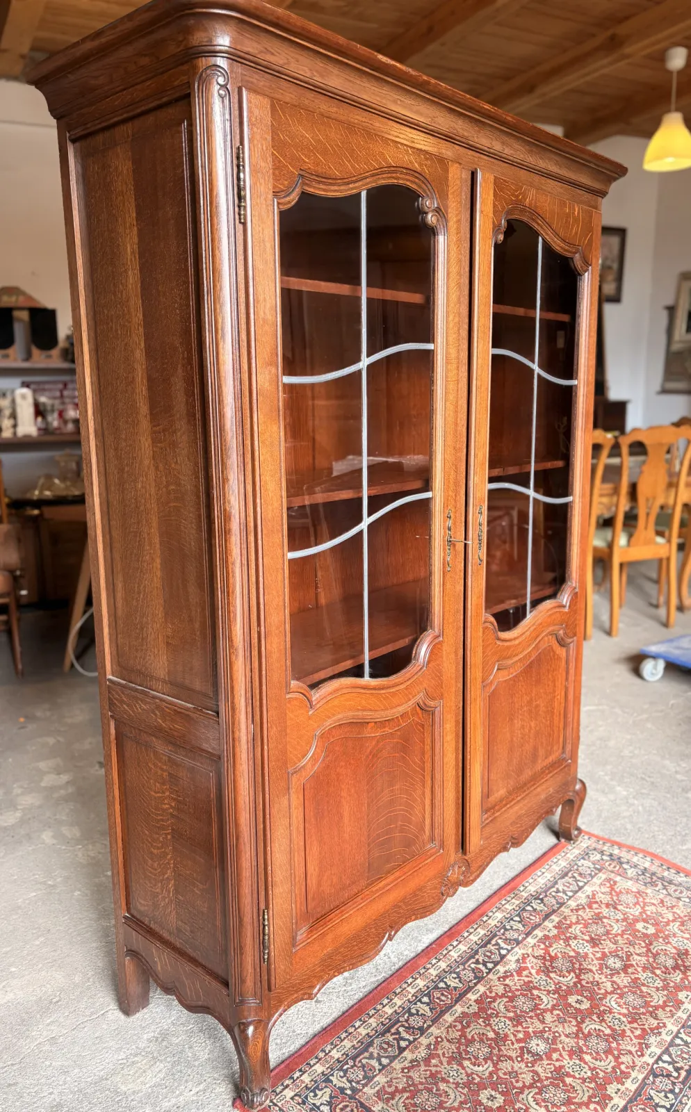 Dębowa biblioteka witryna | przeszklona