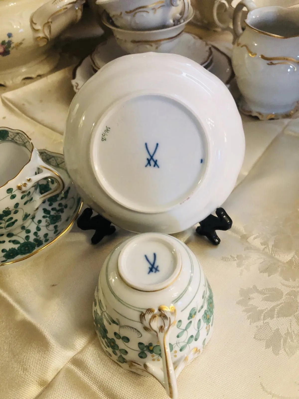 Meissen Misnia  Zielone indyjskie kwiaty