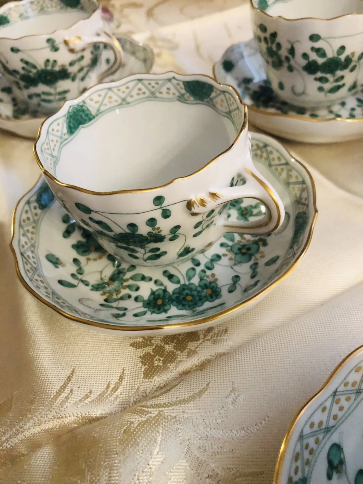 Meissen Misnia  Zielone indyjskie kwiaty