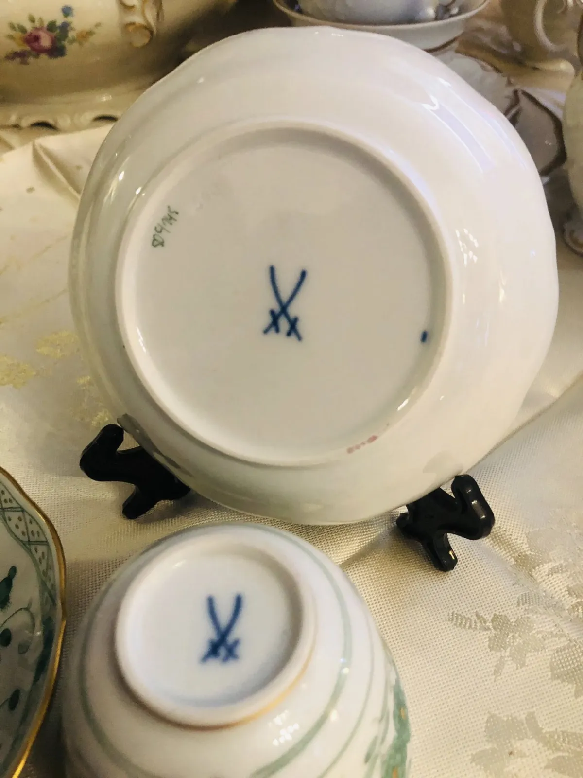 Meissen Misnia  Zielone indyjskie kwiaty