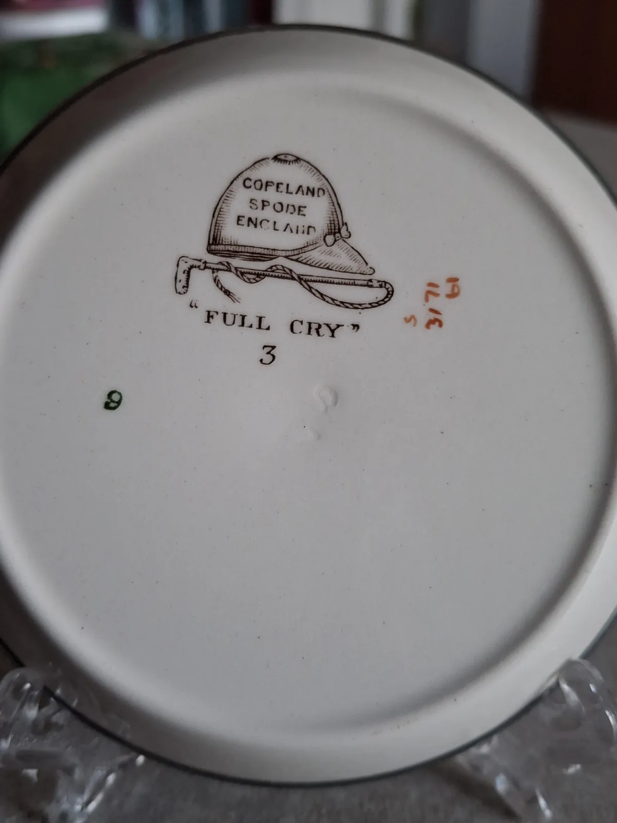 Talerzyki seria Myśliwska porcelana angielska okuta w srebro 925