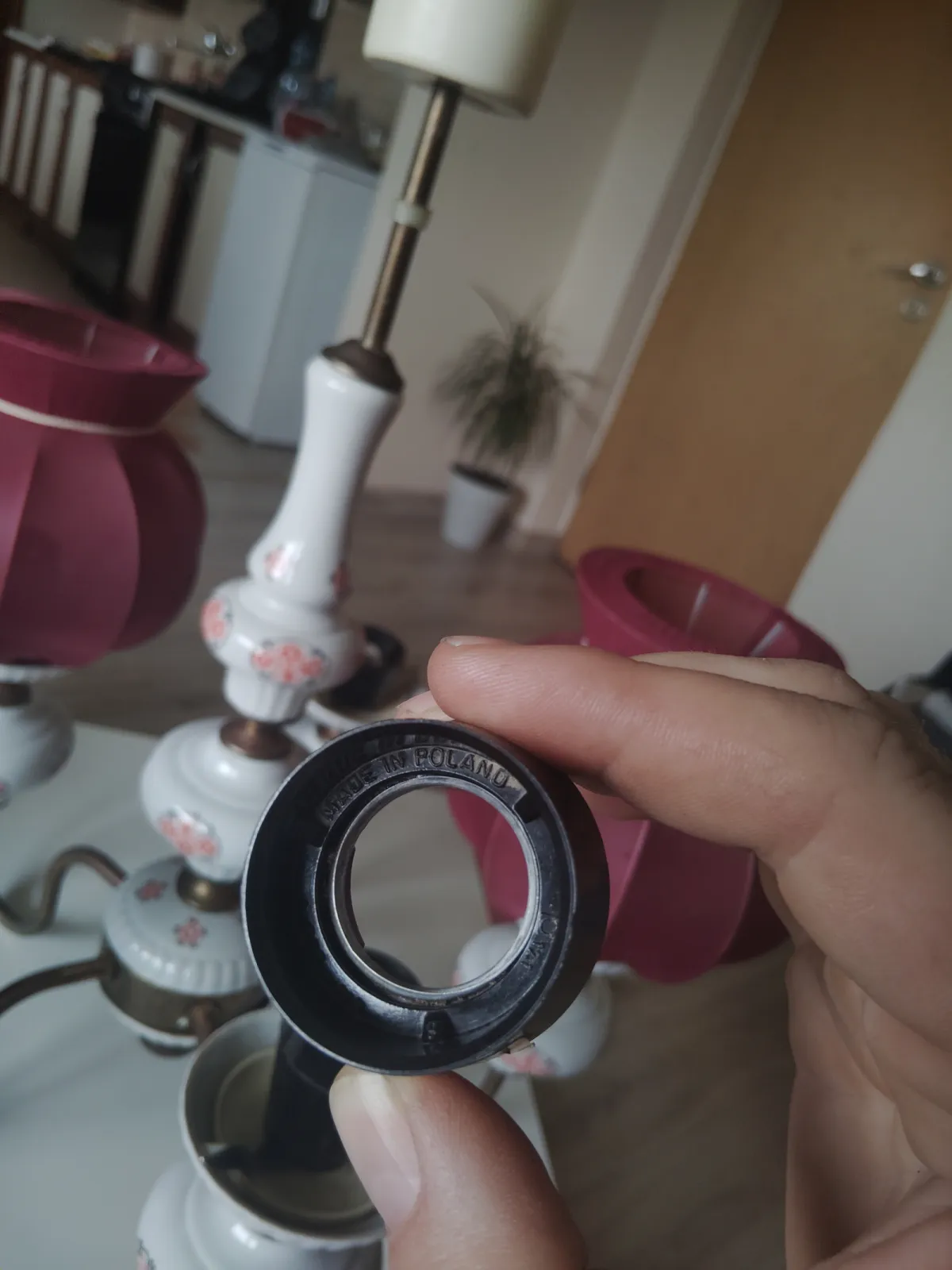 Żyrandol PRL vintage 5 ramion ceramika Made In Poland retro