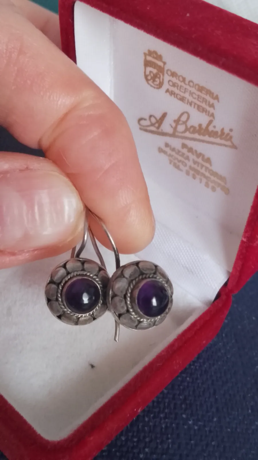 Srebrne kolczyki vintage z ametystem