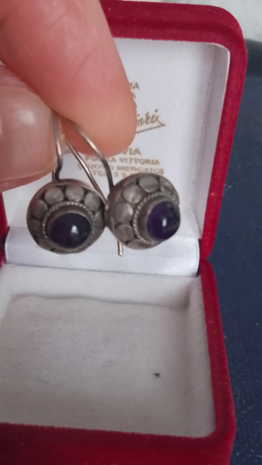 Srebrne kolczyki vintage z ametystem