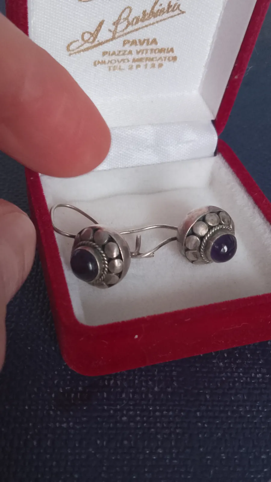 Srebrne kolczyki vintage z ametystem