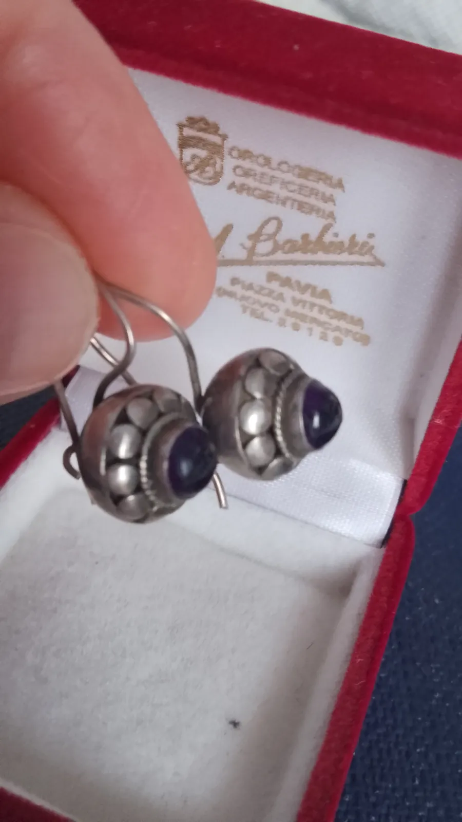 Srebrne kolczyki vintage z ametystem