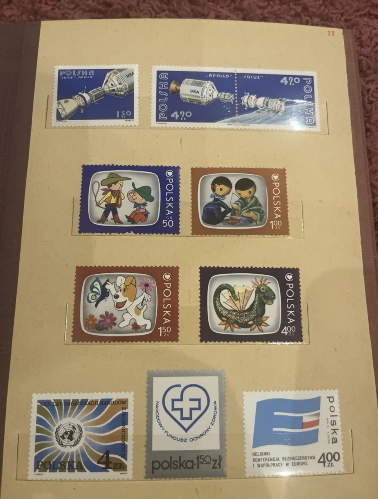 Klaser ze znaczkami pocztowymi – lata 1974–1975 | stan idealny