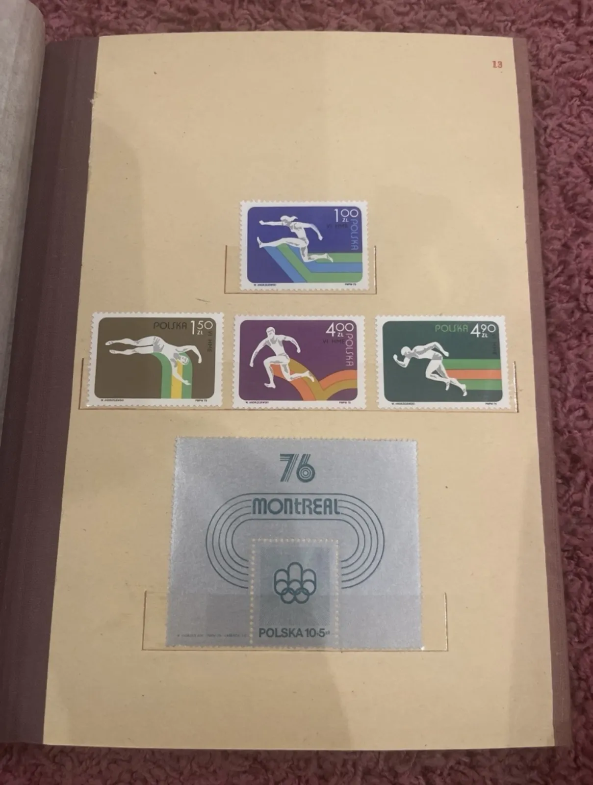 Klaser ze znaczkami pocztowymi – lata 1974–1975 | stan idealny