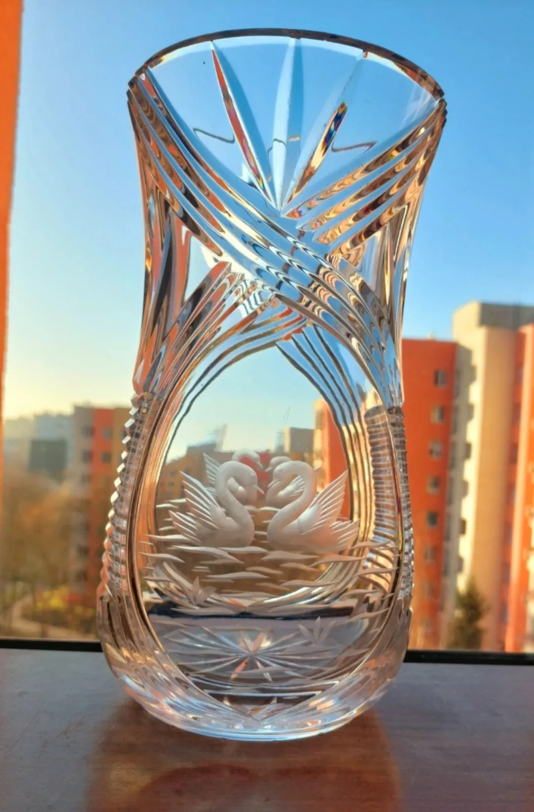 Piękny, wazon, kryształowy.