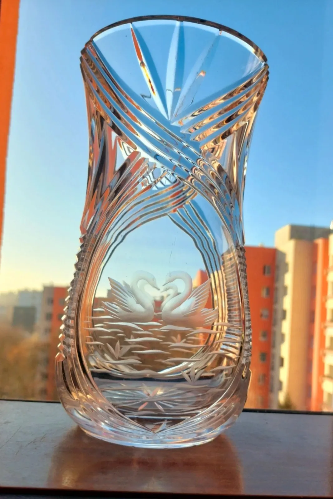 Piękny, wazon, kryształowy.