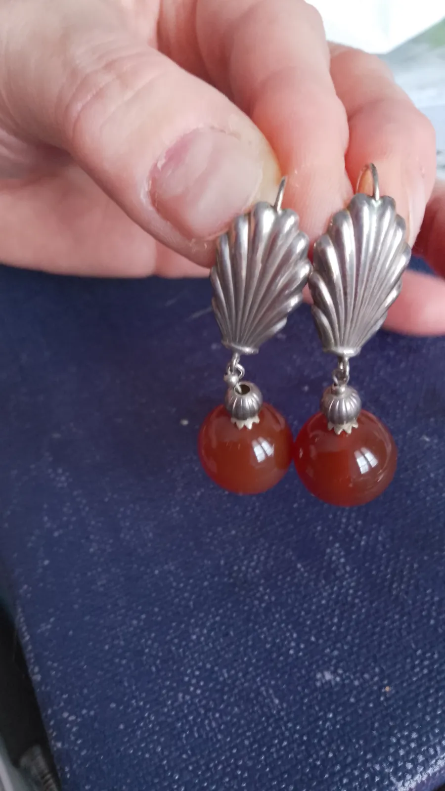 Srebrne kolczyki vintage z karneolem