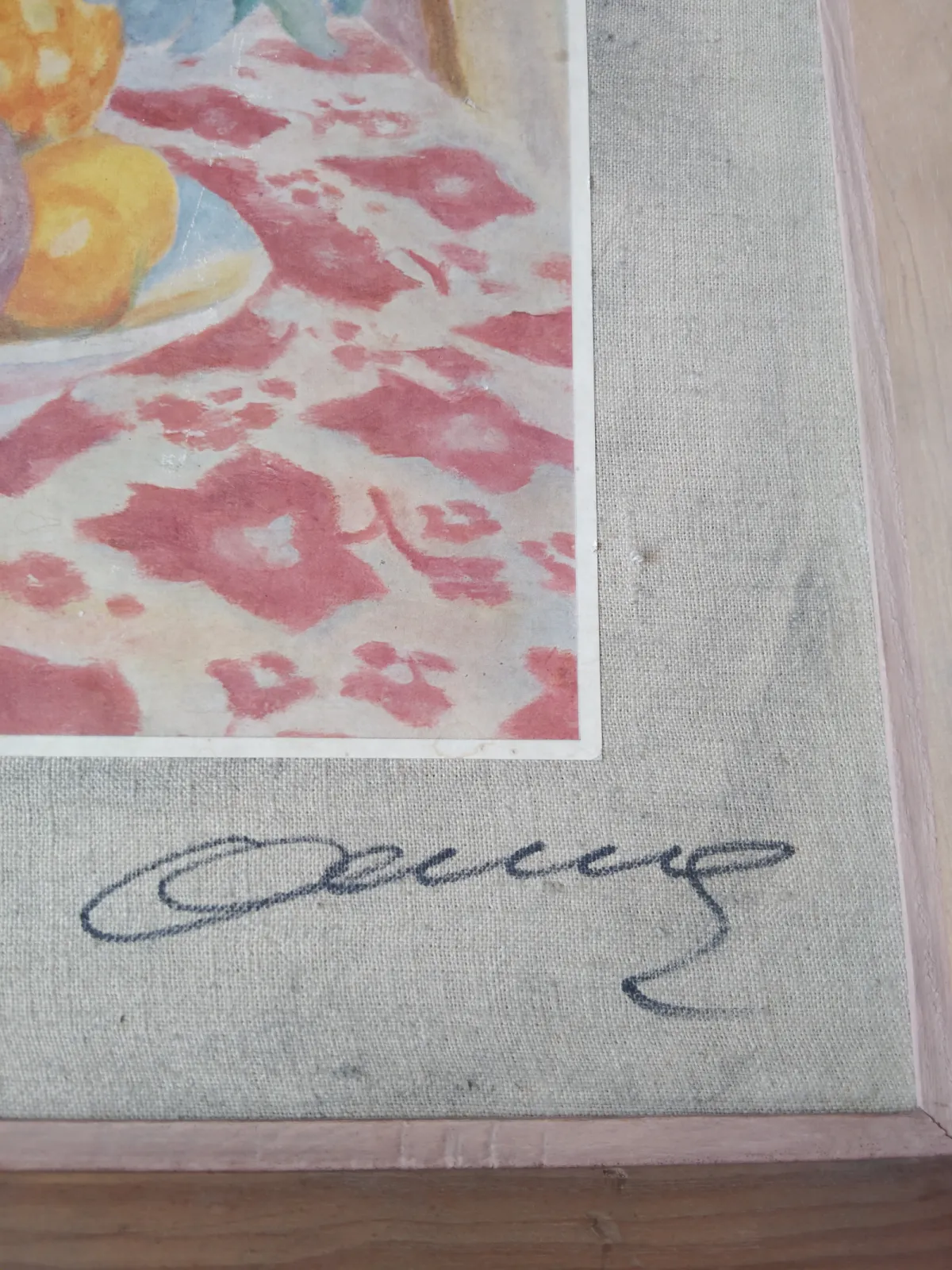 Obraz Józef Pankiewicz Martwa Natura Ananas + autografy reprodukcja  defekt fizyczny