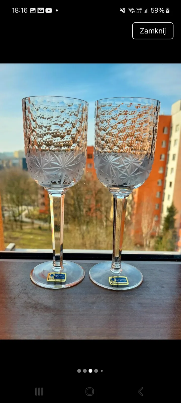 Piękne, kieliszki, kryształowe.