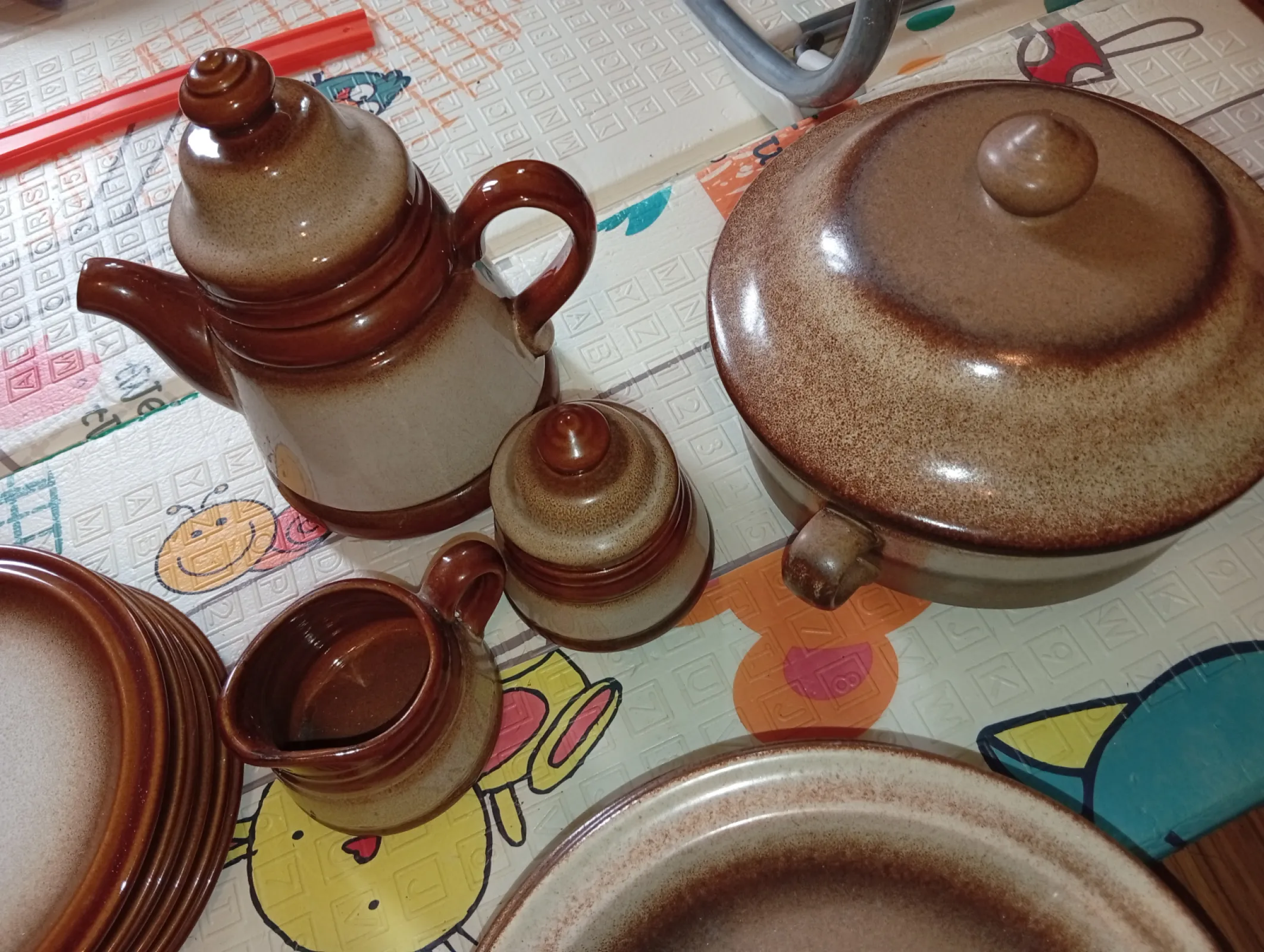 Zestaw ceramiki PRL Pruszków – kamionka vintage lata 70/80 komplet