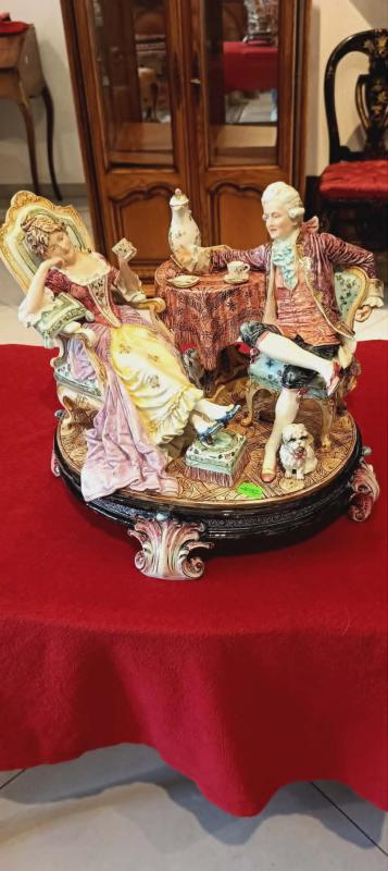 Figurka Porcelana Scena Dworska w Stylu Capodimonte Unikat