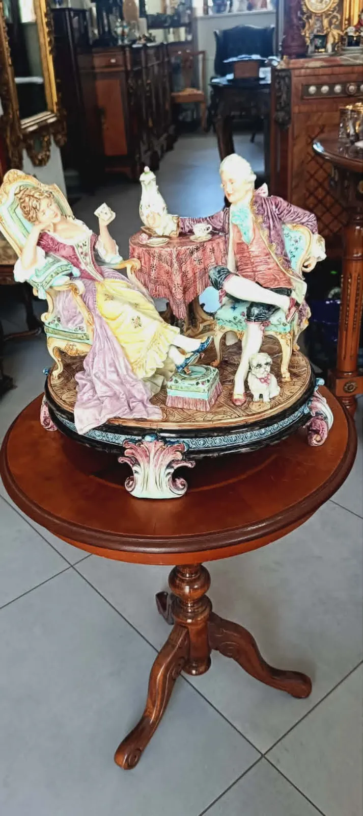 Figurka Porcelana Scena Dworska w Stylu Capodimonte Unikat