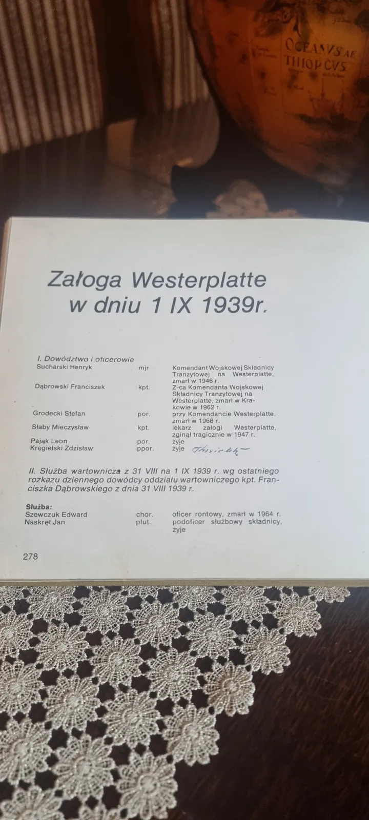 Unikat Westerplatte z podpisami,dedykacjami dla ppłk StanisławaTreli.