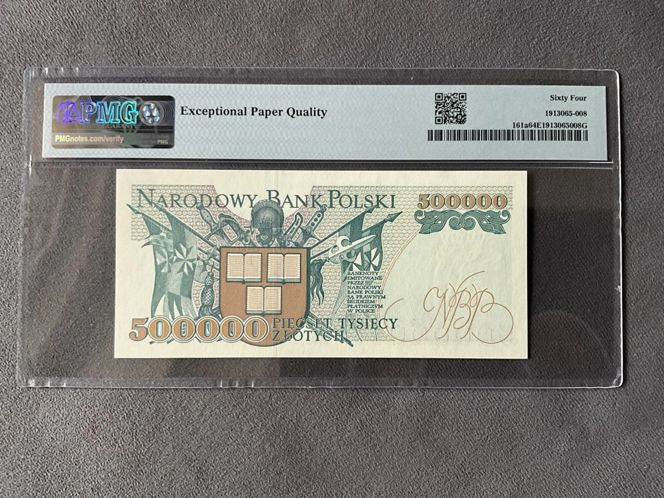500000 zł, 1993 rok, PMG 64 EPQ