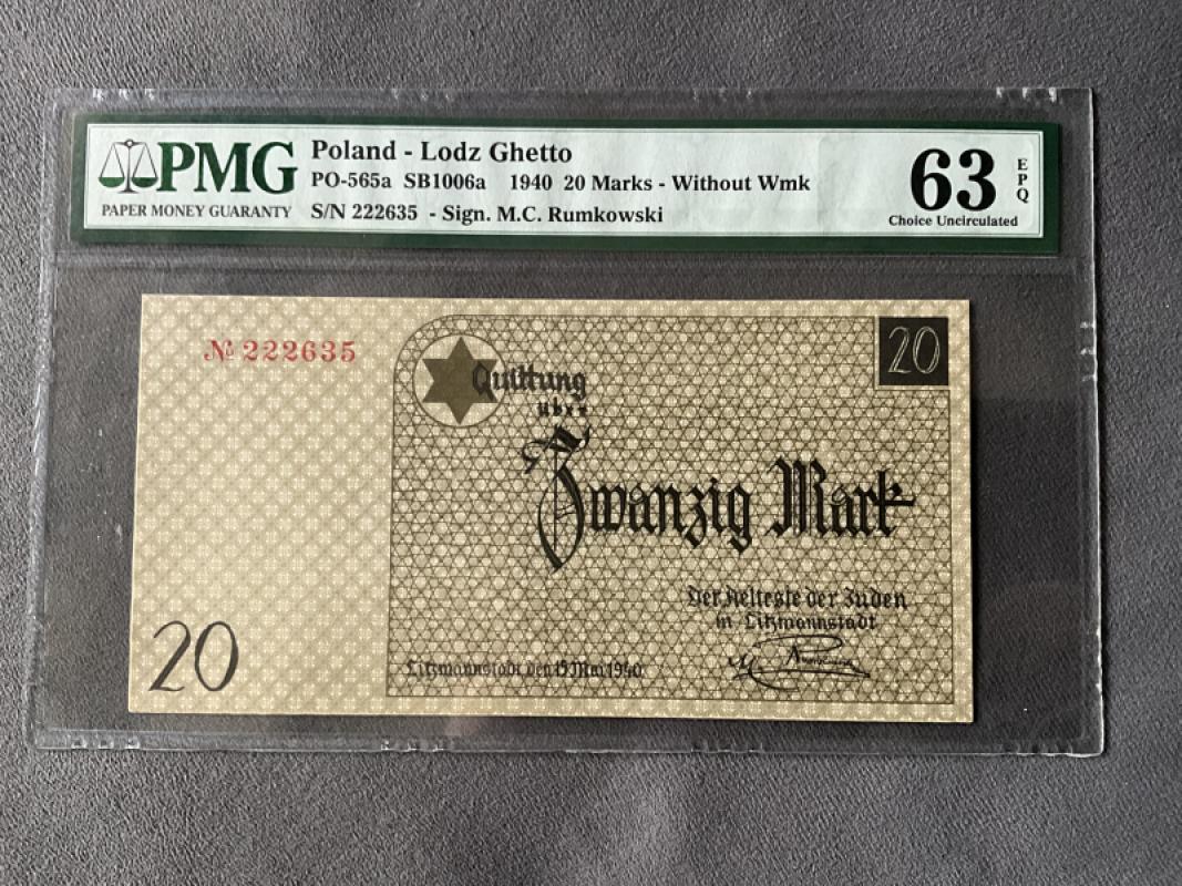 20 Marek, 1940 roku, wysoka nota PMG 63 EPQ