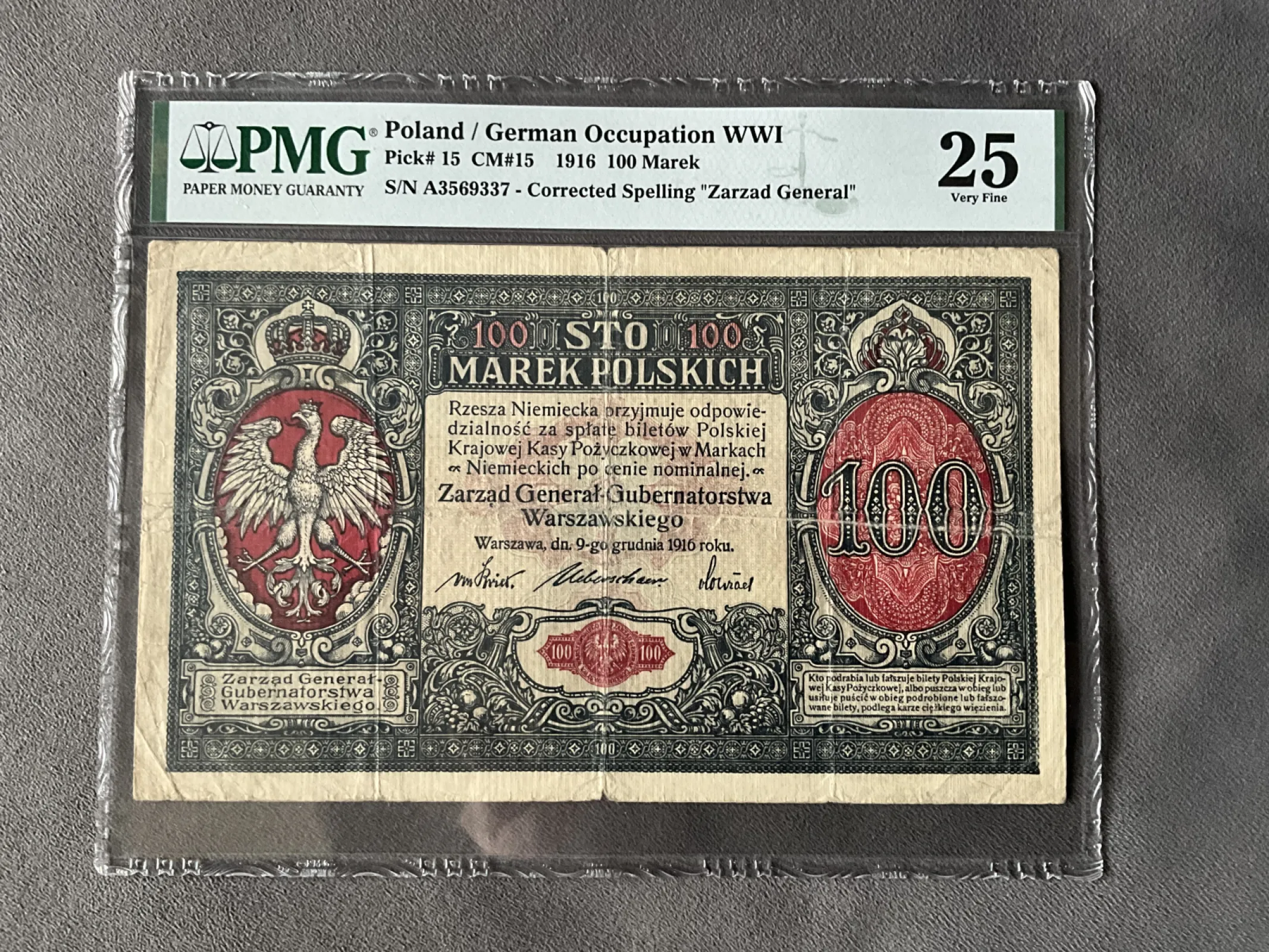 100 Marek, 1916 rok, PMG 25